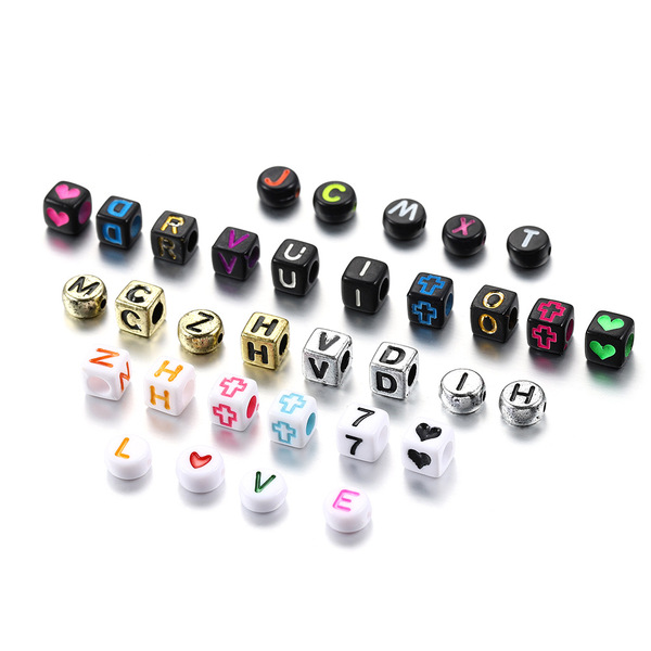 Acrylic square beads with letters