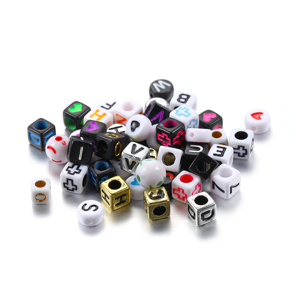 Acrylic square beads with letters