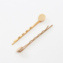 DIY饰品配件 加厚金色波浪一字夹配件 边夹保色电镀 儿童发饰材料