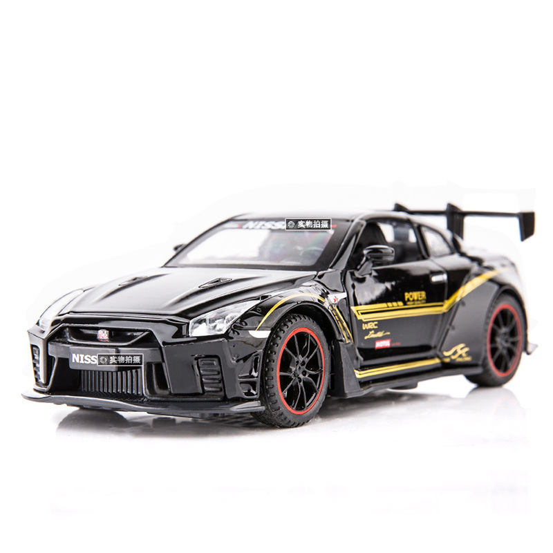 1/32 Alloy Nissan Gtr Supercar Model Pull-Back Sound and Light 4-Wheel Drive Children's Toy Racing Car Collector's Item 1/32 Alloy Nissan Gtr Supercar Model Pull-Back Sound and Light 4-Wheel Drive Children's Toy Racing Car Collector's Item