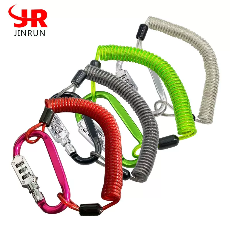 厂家供应 摩托自行电动车通用头盔防丢绳 安全防盗带锁钢丝弹簧绳