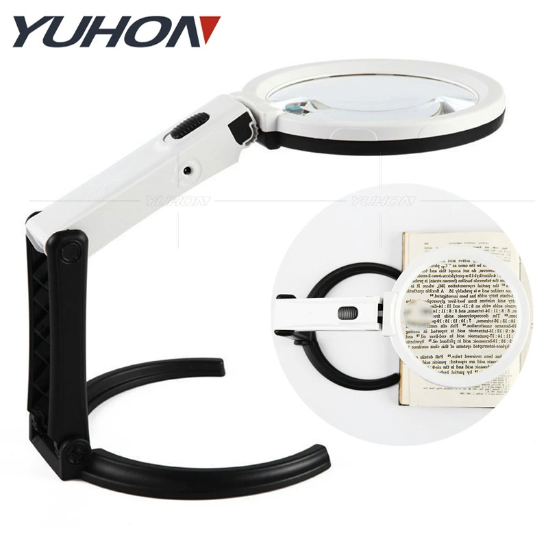 138 мм большая зеркальная двойная Складная Настольная Подставка Увеличительное стекло 12 светодиодов внешний аккумулятор двойного назначения