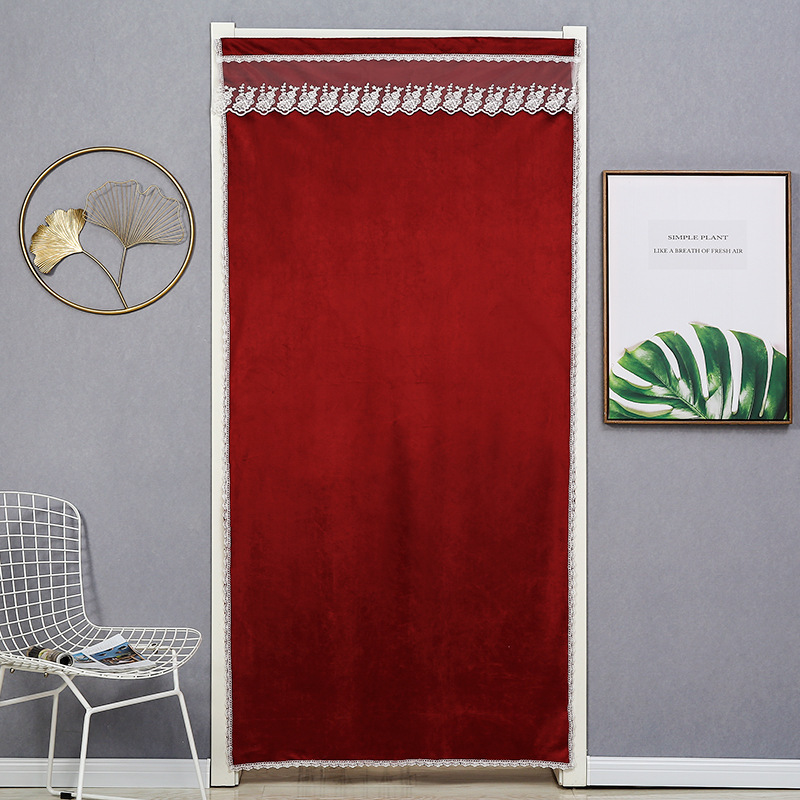 Manufacturer Wholesale Door Curtains Italian Velvet Mosquito-Blocking Curtains Door Blocking Cloth Red Blackout Curtains Without Punching