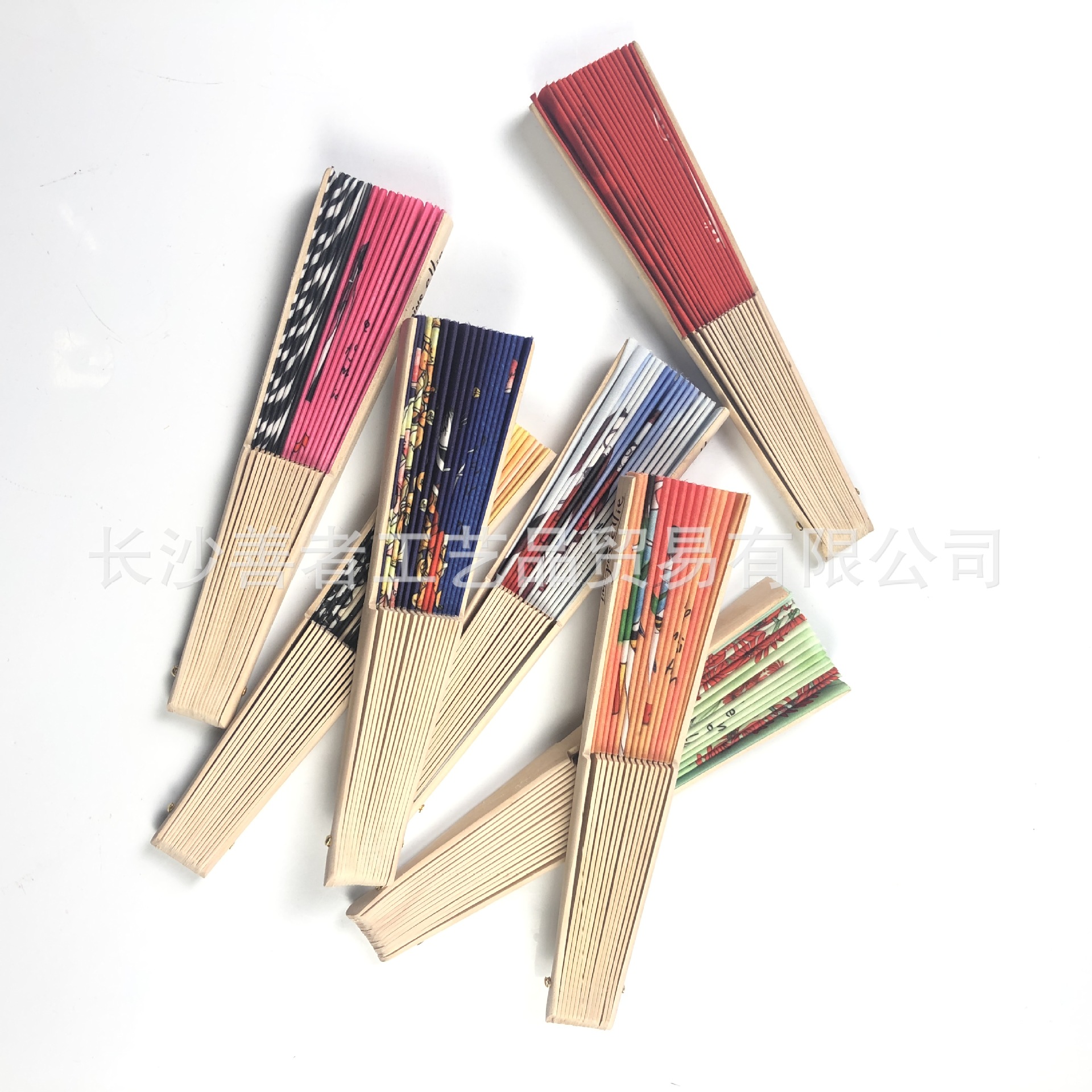 Abanicos Publicitarios Personalizados, Abanicos Plegables Españoles de Madera con Radios de Madera, Superficie de Tela de 18 y 24 Pulgadas Cuadradas, Abanico con Logotipo Impreso a Color