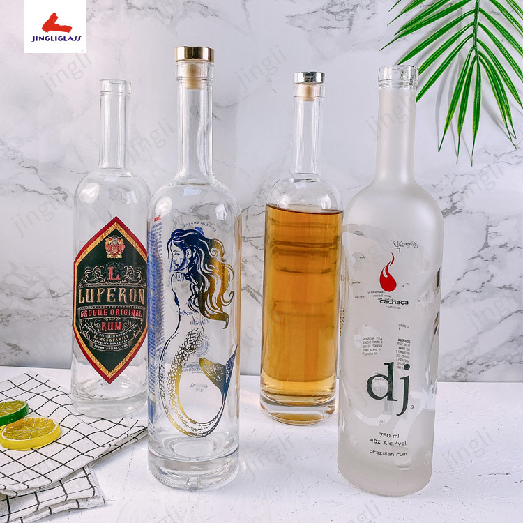 厂家供应750ML厚底玻璃酒瓶 洋酒瓶 伏特加酒瓶，750ML圆形酒瓶