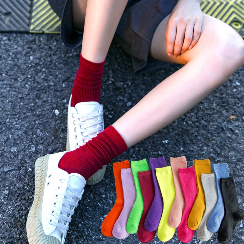 Длинные носки с вертикальными полосками для весны и лета, красочные женские носки, простые носки, модные носки в стиле инс, носки конфетных цветов, трендовые носки в подарок.