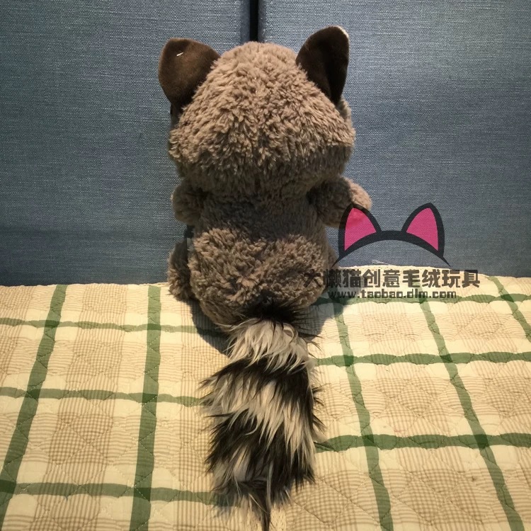 Venta al por mayor Linda cola grande mapache muñeca pequeño mapache muñeca de juguete de peluche muñeca de regalo de cumpleaños de los niños