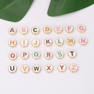 Factory direct diy10MM round beaded alloy double-sided oil drop English letter bracelet necklace accessories