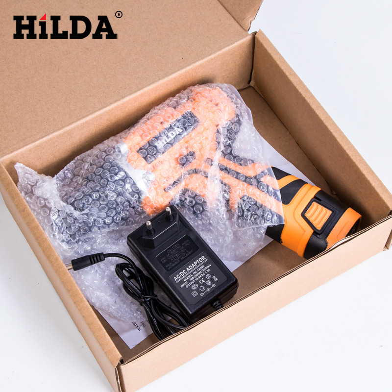Hilda fábrica directa batería de litio recargable taladro de mano multifuncional destornillador eléctrico herramienta eléctrica doméstica