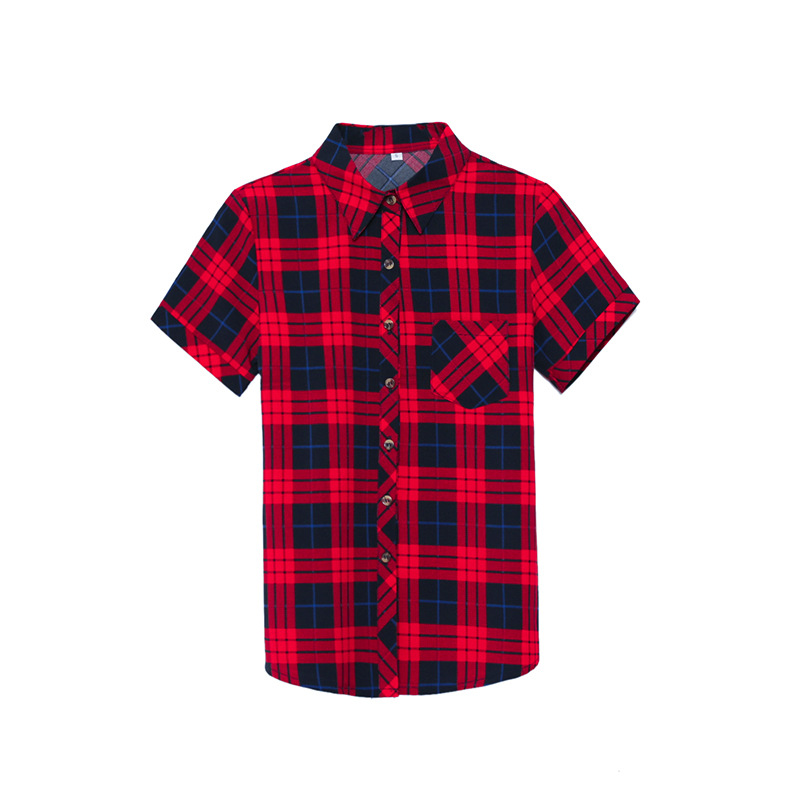 Camisa a cuadros manga corta para mujer 2020 Verano nuevo estilo coreano camisa casual fresca elegante Top para mujer