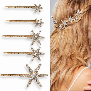INS Net celebrity bridal hair accessories European and American hot galaxy rhinestone hair clip wedding party hair accessories word clip