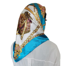 新款马来西亚印花大方巾时尚仿真丝 90cm色丁包头巾  丝巾批发