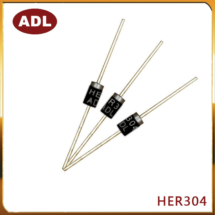 奥德利 HER304 快恢复二极管 3A300V DO-27 插件 大芯片 厂家直营