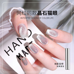 2024 new Internet celebrity Goya crystal cat eye nail polish ice transparent silver white wide cat eye smoothie moonstone cat eye gel