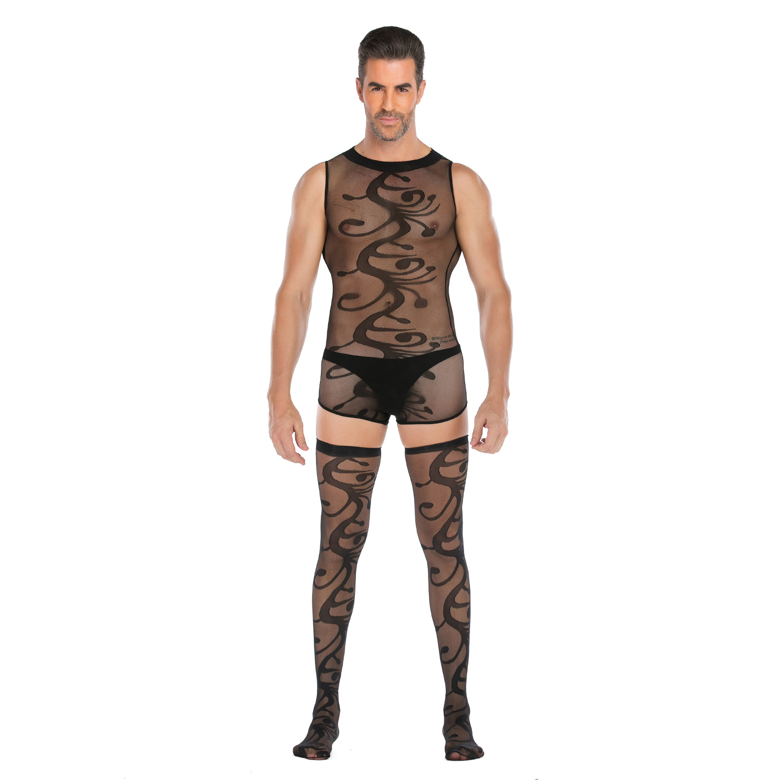 thumbnail image 1 of Ropa interior sexy de talla grande para hombre, uniforme de red sexy de gama abierta, ropa de tentación, traje sexy, 1 of 6