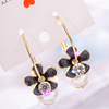 Silver needle, fashionable earrings, crystal, silver 925 sample, internet celebrity, wholesale