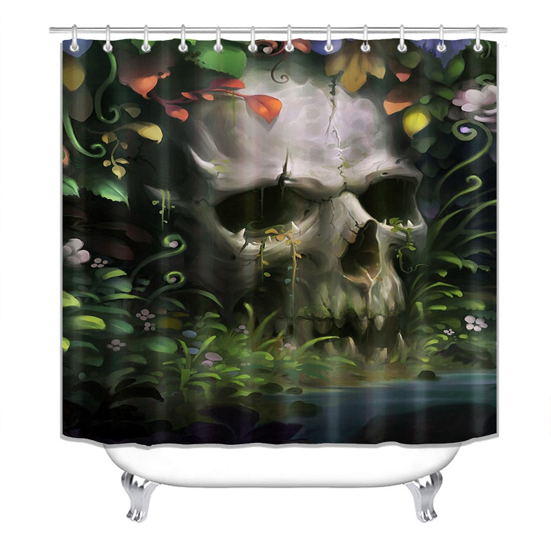 Comercio electrónico transfronterizo Venta caliente 3D Impresión digital impermeable poliéster Halloween Cortina de ducha cortina de suministro directo de fábrica al por mayor