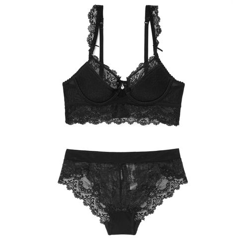 A drop-shipping French style beautiful lace thin cotton side cinch bra set super sexy women's underwear side breast bra