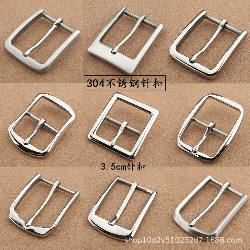 Belt Buckle, Stainless Steel 3.5 cm, Polished Pin Buckle for 3.3–3.4 cm Belts