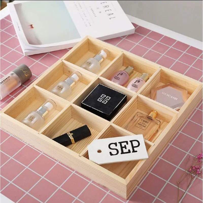 Коробка шотландки Не-крышки деревянная Конференция школа класс Мел отель всякая настольная классификация хранения мульти-решетки поднос мобильного телефона