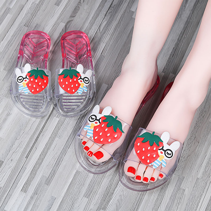 New Fruit Transparent Crystal Shoes Summer Parent-Child Mother-Daughter Children Fashion Outwear All-Match Beach Sandals and Slippers Little Princess