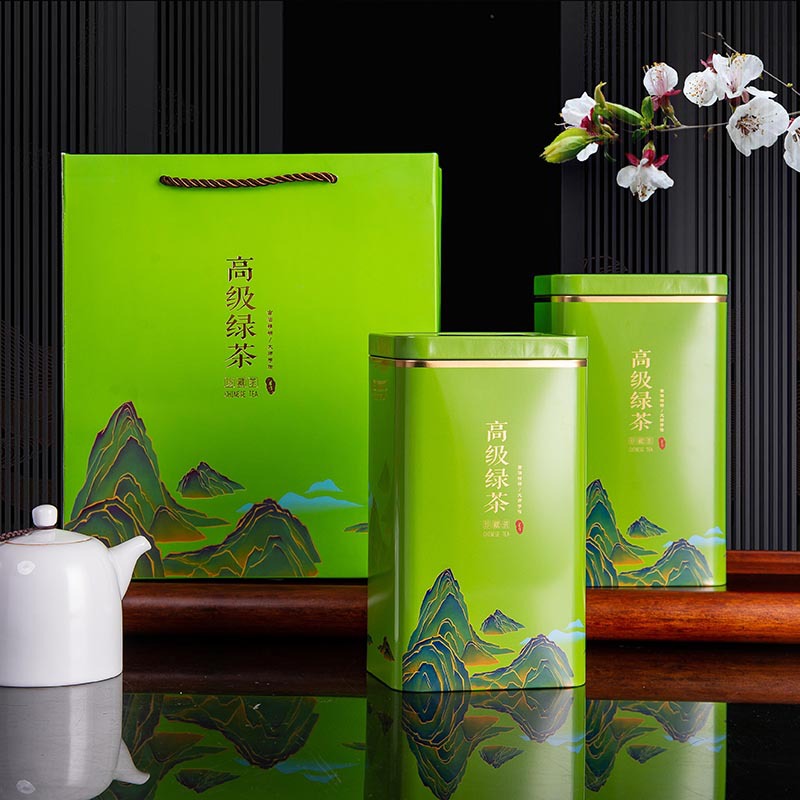 高级绿茶包装罐  茶叶包装礼盒现货 铁罐密封罐方形包装罐包装盒