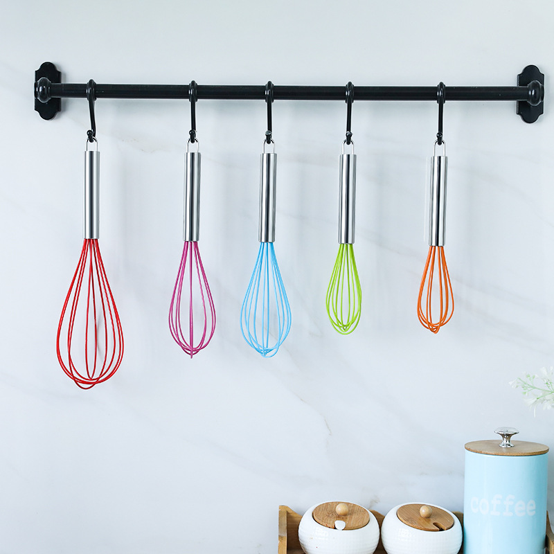 10 pulgadas batidor de huevos de silicona audaz manual ensalada licuadora Crema para hornear herramientas de eliminación disponibles en varios colores