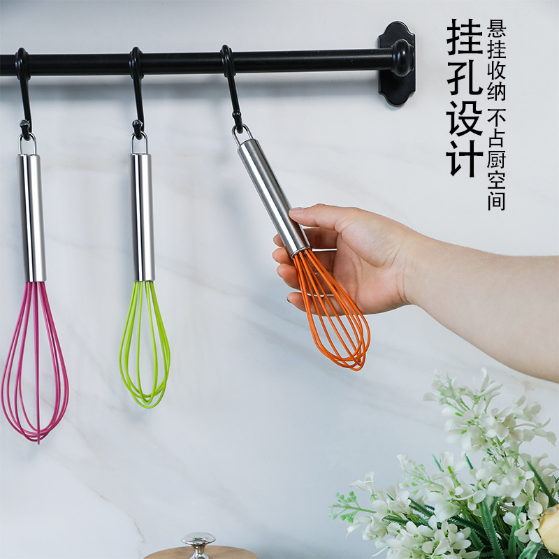 10 pulgadas batidor de huevos de silicona audaz manual ensalada licuadora Crema para hornear herramientas de eliminación disponibles en varios colores