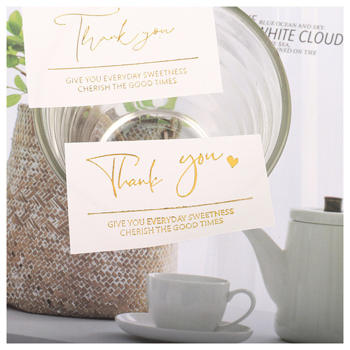 Thank you hot stamping label dessert cup taro ball roasted grass jelly cup decorative sticker milk tea bottle self-adhesive sticker