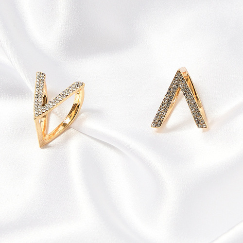 ins jewelry accessories silk scarf buckle V-shaped bright diamond buckle gold ring buckle arched double-bead buckle single row six-bead buckle