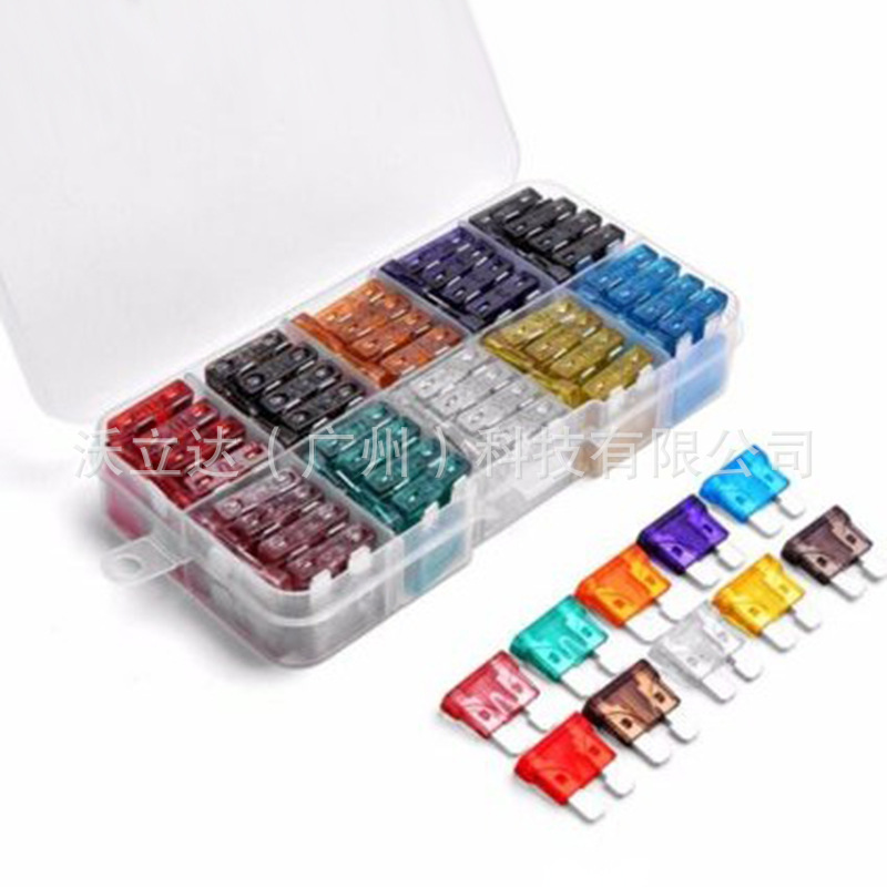 100PCS盒装车用保险丝 插片式保险片 中号汽车保险片2 -35AMP组合
