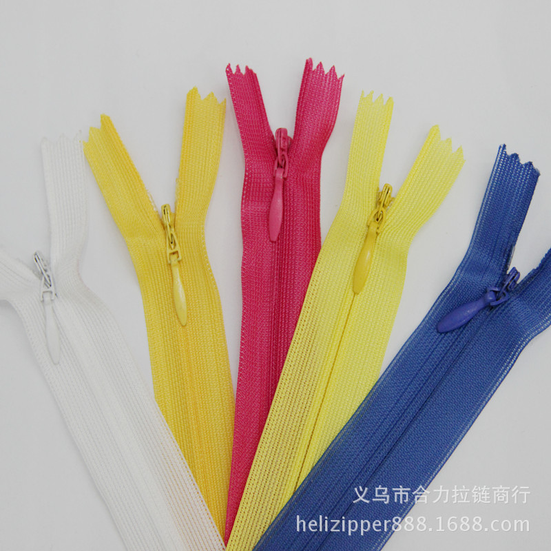 厂家直供3号隐形拉链 抱枕连衣裙专用多色可选3#尼龙闭尾拉链批发