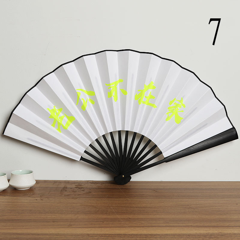 Hanfu tela de seda de estilo chino LOGOTIPO ventilador plegable de mango largo Bar disco saltando ventilador de estilo antiguo al por mayor ventilador de publicidad de fábrica