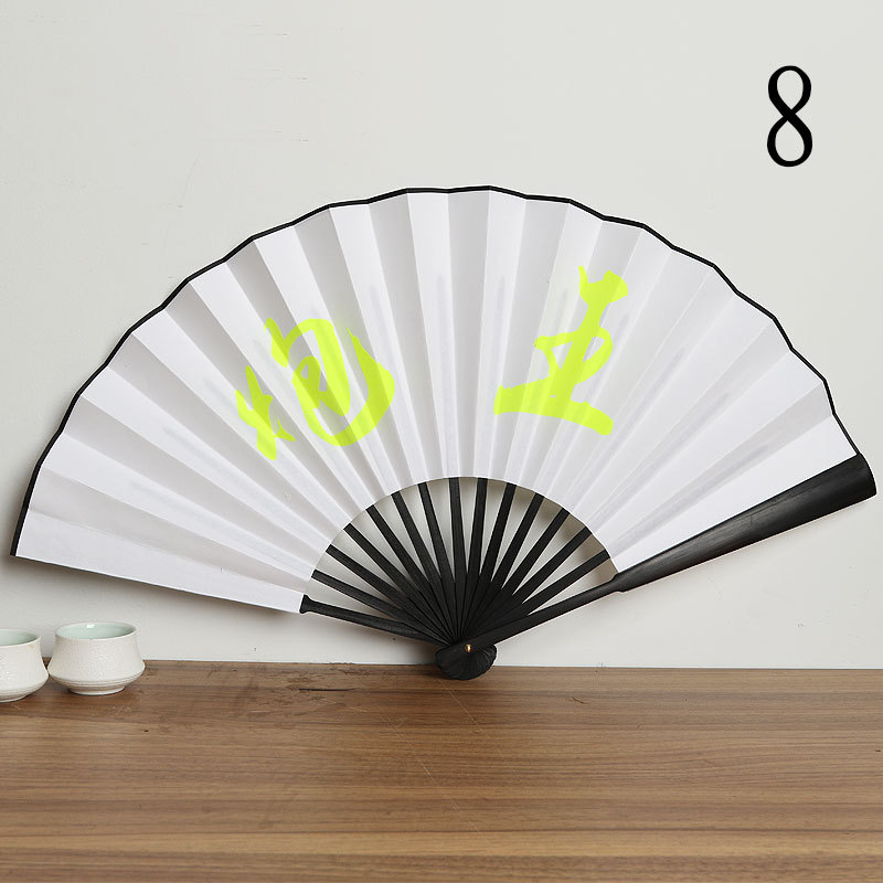 Hanfu tela de seda de estilo chino LOGOTIPO ventilador plegable de mango largo Bar disco saltando ventilador de estilo antiguo al por mayor ventilador de publicidad de fábrica