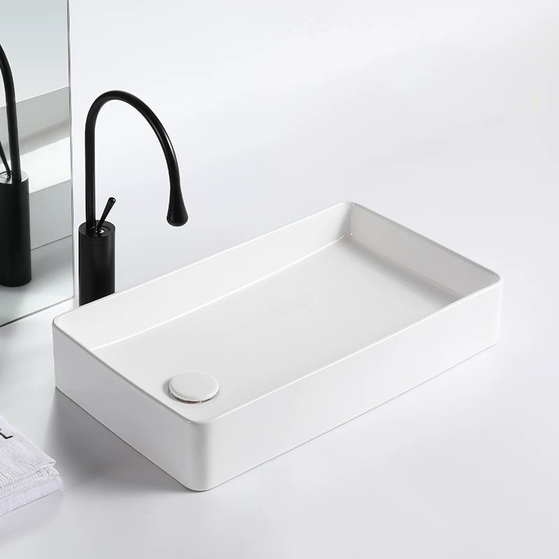 Contador lavabo Hotel izquierda y derecha agua lavabo de cerámica lavadora rectangular balcón lavabo