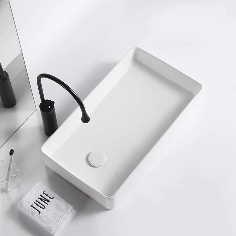 Contador lavabo Hotel izquierda y derecha agua lavabo de cerámica lavadora rectangular balcón lavabo