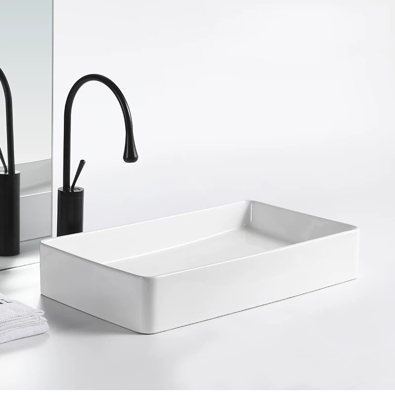 Contador lavabo Hotel izquierda y derecha agua lavabo de cerámica lavadora rectangular balcón lavabo