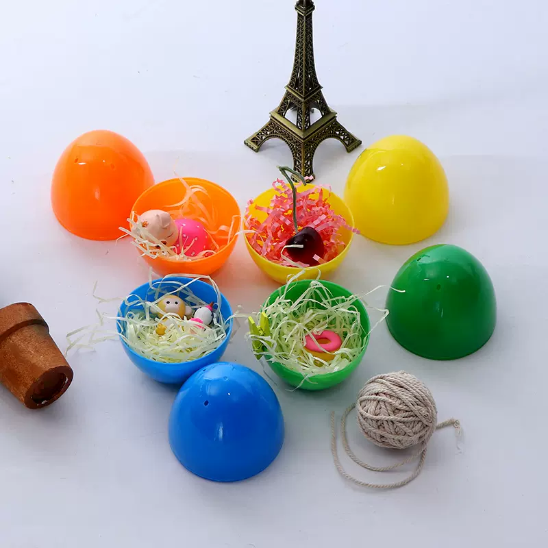 7.5*10cm彩色复活节彩蛋儿童手绘塑料玩具仿真鸡蛋抽奖开口扭蛋