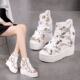 High heel sandals for women 2023 Summer new platform platform wedge sandals for students hollow out peep toe hidden height Roman sandals