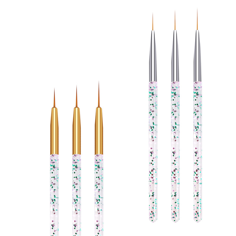 Traje de pluma de dibujo de uñas de Venta caliente transfronteriza 3 piezas pluma de pintura de uñas con pluma de dibujo de diamantes colección de pluma de pintura