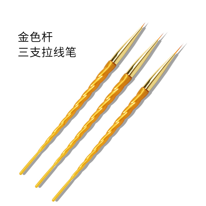 Traje de pluma de dibujo de uñas de Venta caliente transfronteriza 3 piezas pluma de pintura de uñas con pluma de dibujo de diamantes colección de pluma de pintura