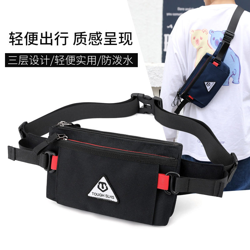 Nuevo bolso de la cintura al aire libre de los hombres todo-fósforo Oxford tela pecho bolsa de mensajero ultra-Delgado ajustado corriendo cintura bolsa monedero