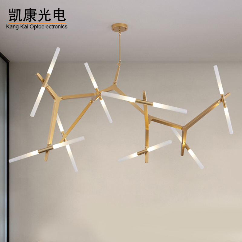Wholesale Nordic Post-Modern Style Living Room Lamps Creative Light Luxury Atmospheric Restaurant Herringbone Industrial Style Tree Branch Chandelier