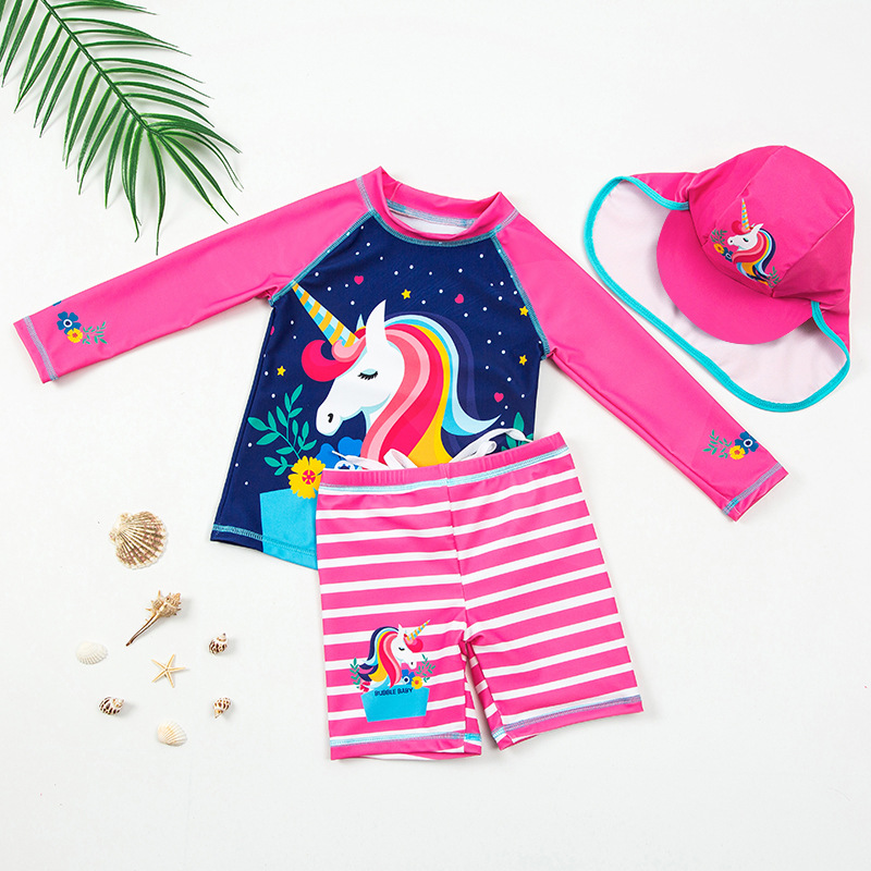 Children's swimwear, split cartoon long-sleeve girl's 3