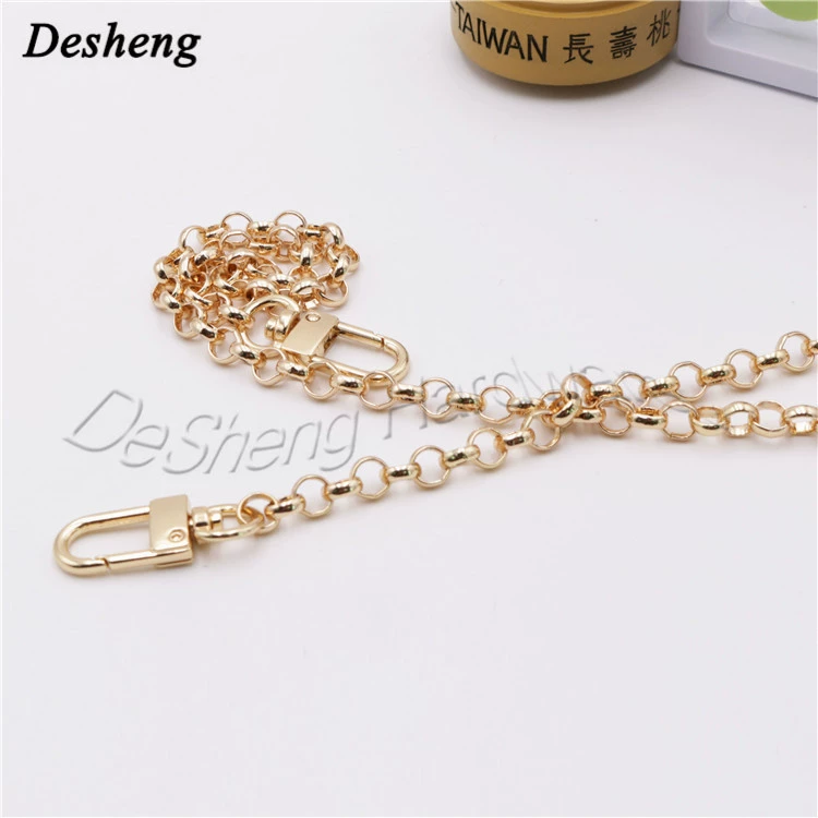 High -end quality metal chain leather female bag shoulder strap 6mmo chain plus dog buckle round iron chain shoulder chain