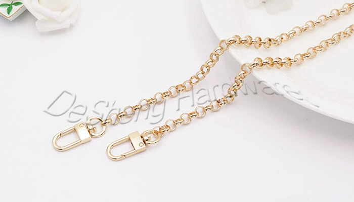 High -end quality metal chain leather female bag shoulder strap 6mmo chain plus dog buckle round iron chain shoulder chain