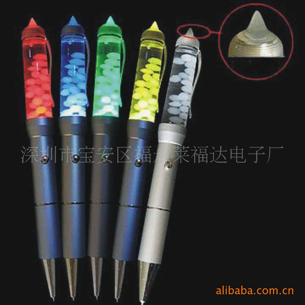 厂家批发七彩入油广告发光灯笔有各种的款式和漂浮物2D3D可供选择