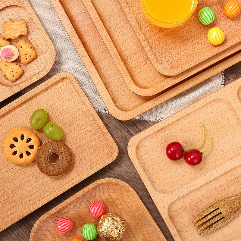 Japanese -style solid wood tray ins, rectangular disc round disk creative fruit disk breakfast wood plate wood dim sum