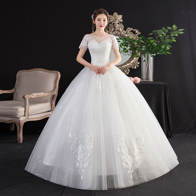 2025 New Wedding Dress Bridal Dress Slim White Tube Top Ribbon Korean Wedding Dress Slim Floor-Length Strap Wedding Dress