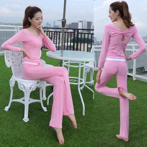 Yoga clothing set for women, slimming, slim-fitting, long-sleeved yoga clothing, three-piece set, modal spring and summer fitness training clothing